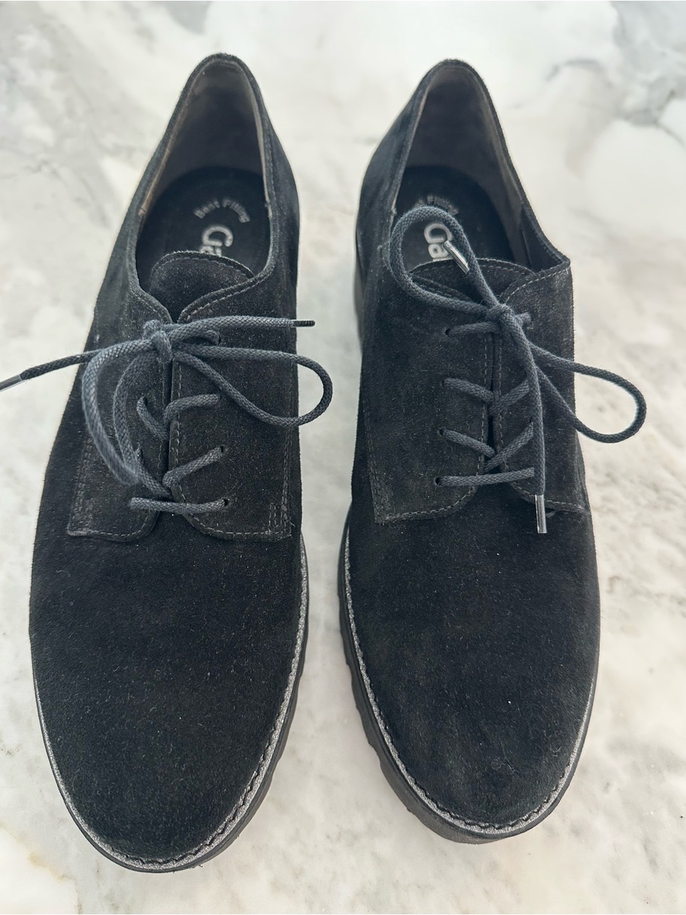 Black Suede Lace-Up Women’s Gabor Oxfords
